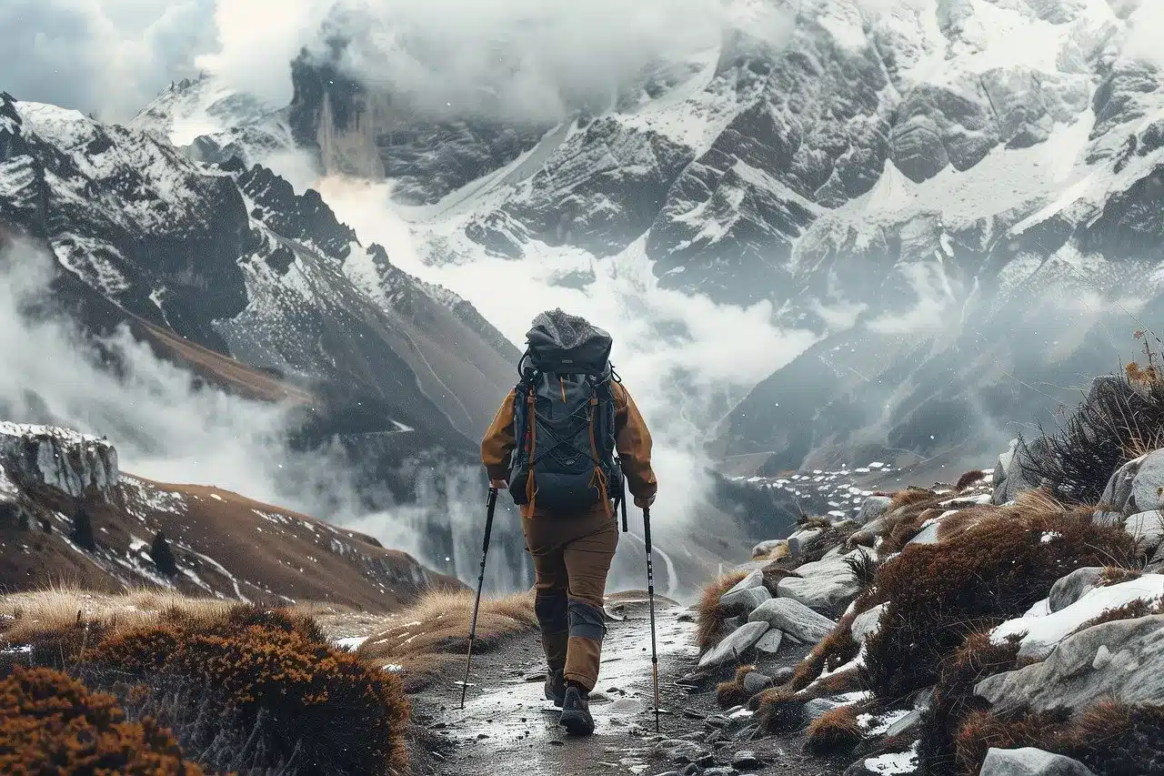 a man hiking to represent standing up for yourself after narcissistic abuse