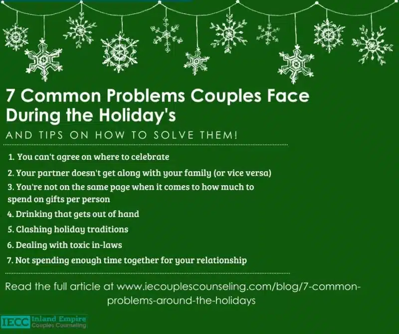 infographic from IECouplesCounseling highlights 7 common problems couples face during the holidays.